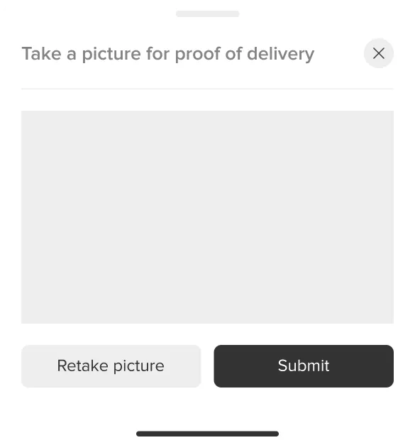 Shippa proof-of-delivery photo screen