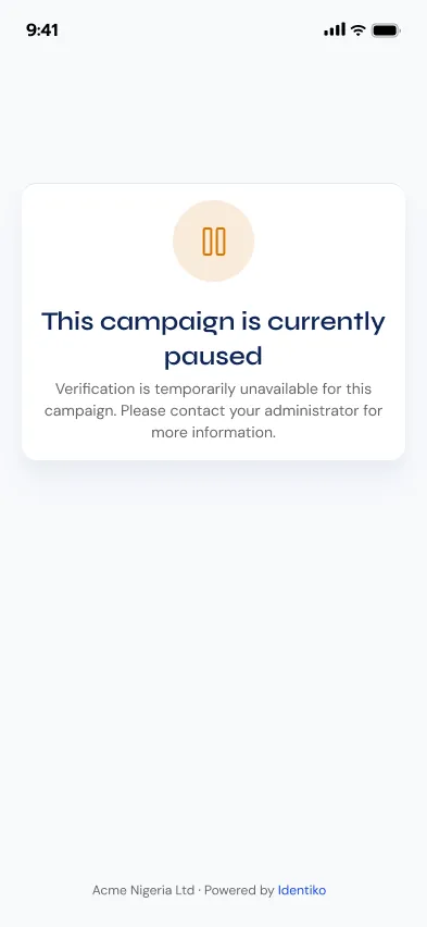 Screen reading 'This campaign is currently paused'